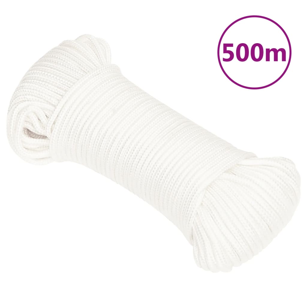Vidaxl -Bootseil 3 mm 500 m Polypropylen Voll weiß