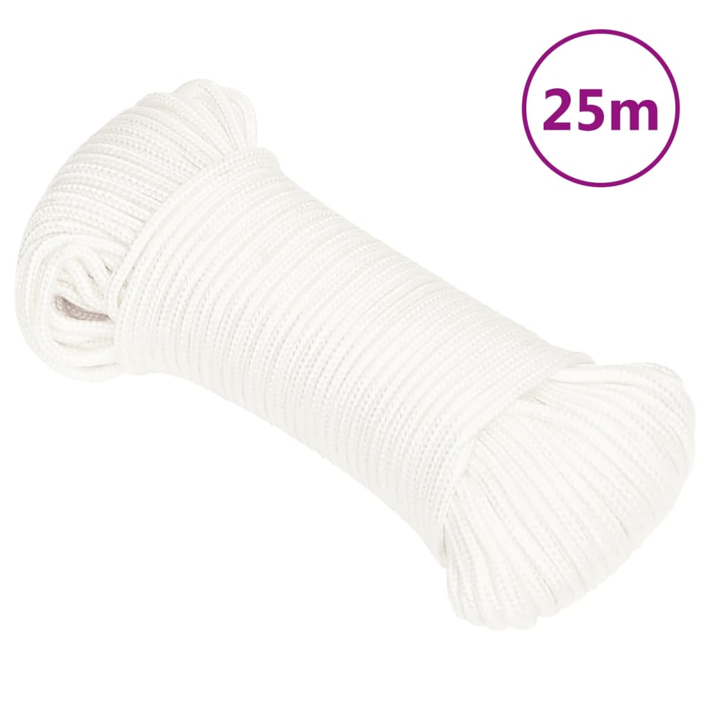 Vidaxl -Bootseil 4 mm 25 m Polypropylen Voll weiß