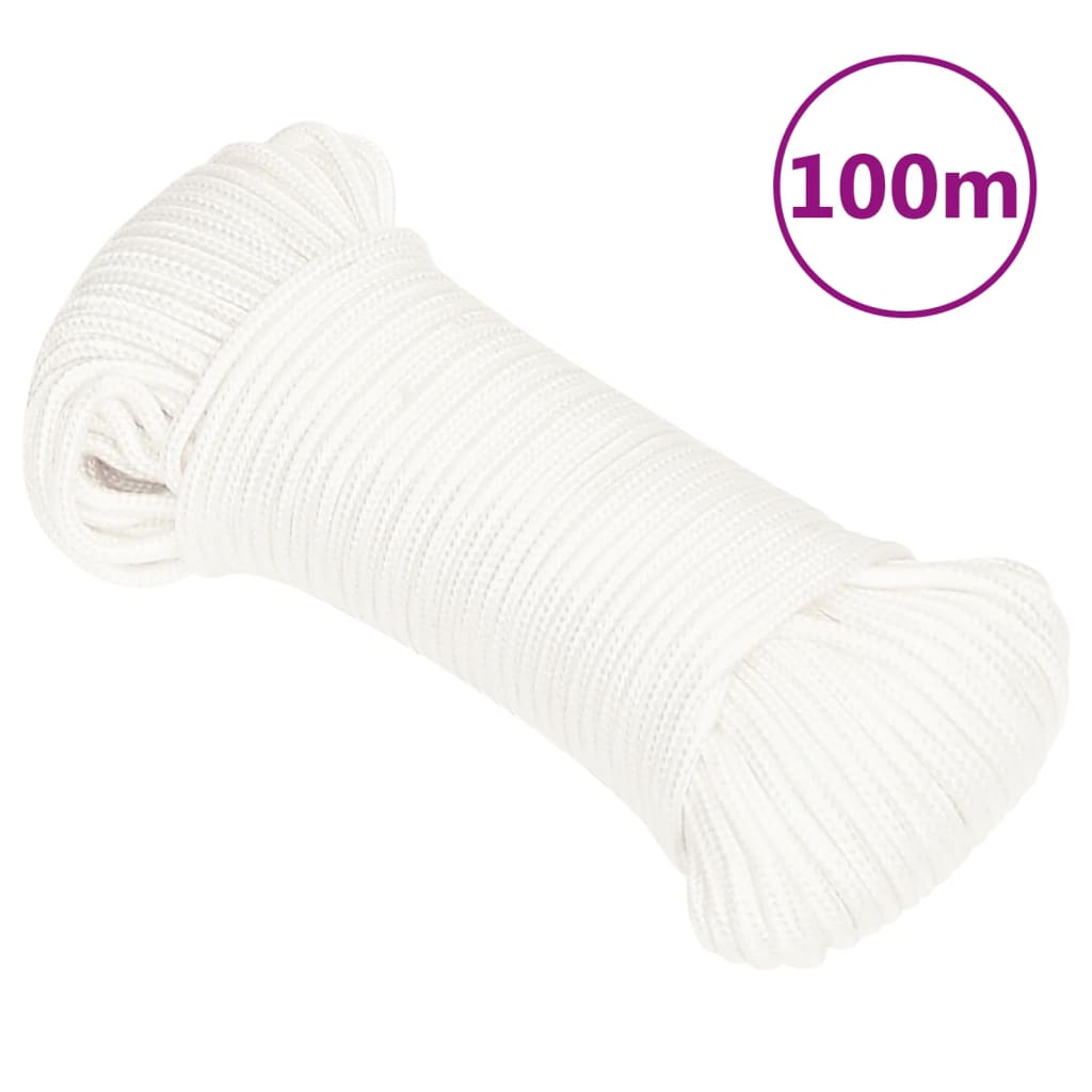 Vidaxl -Bootseil 4 mm 100 m Polypropylen Voll weiß