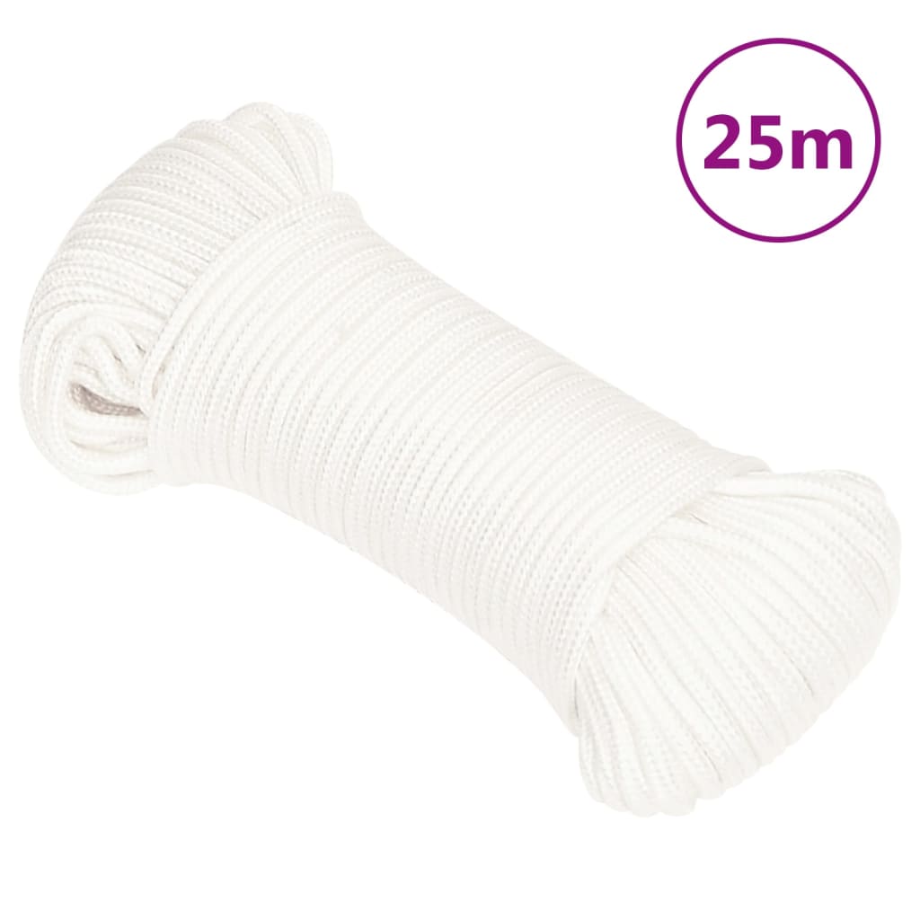 Vidaxl -Bootseil 5 mm 25 m Polypropylen Voll weiß