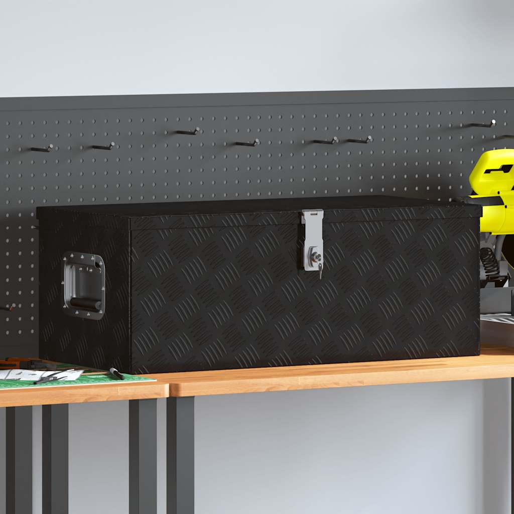 Casella di archiviazione Vidaxl 80x39x30 cm in alluminio nero