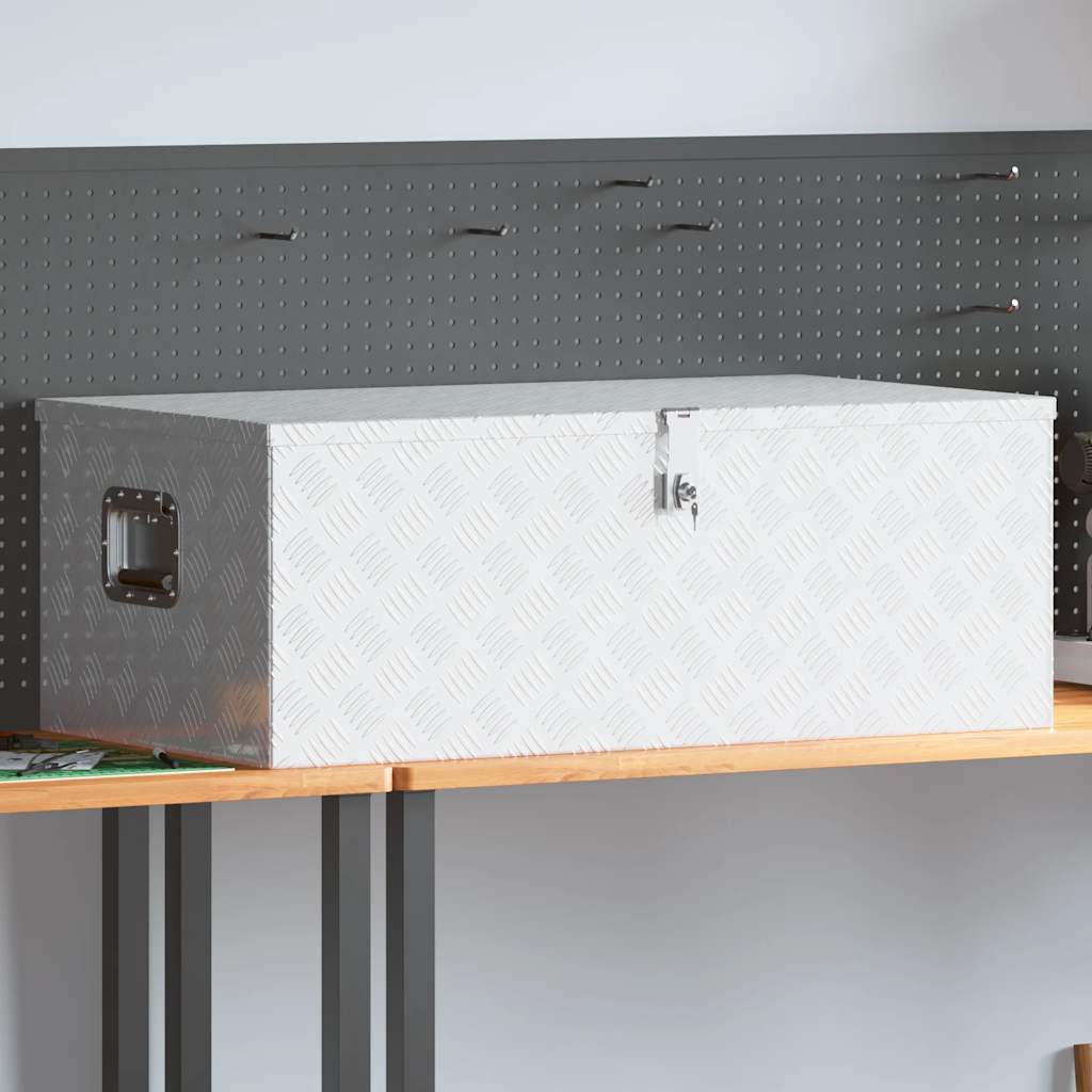 Vidaxl Box de almacenamiento 100x55x37 cm de aluminio de color plateado