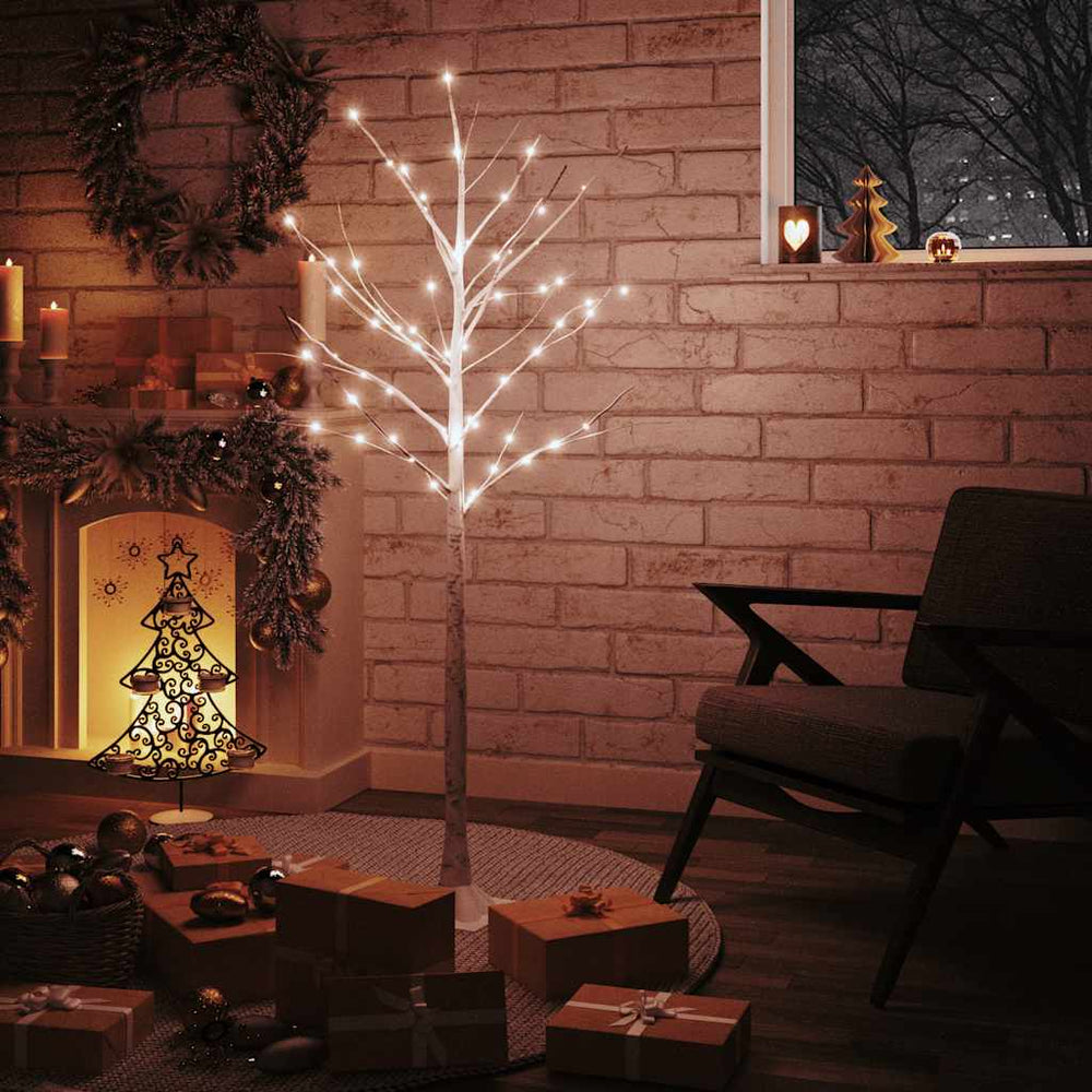 Vidaxl Berkenboom LED 72 LEDS blanc chaud 150 cm blanc