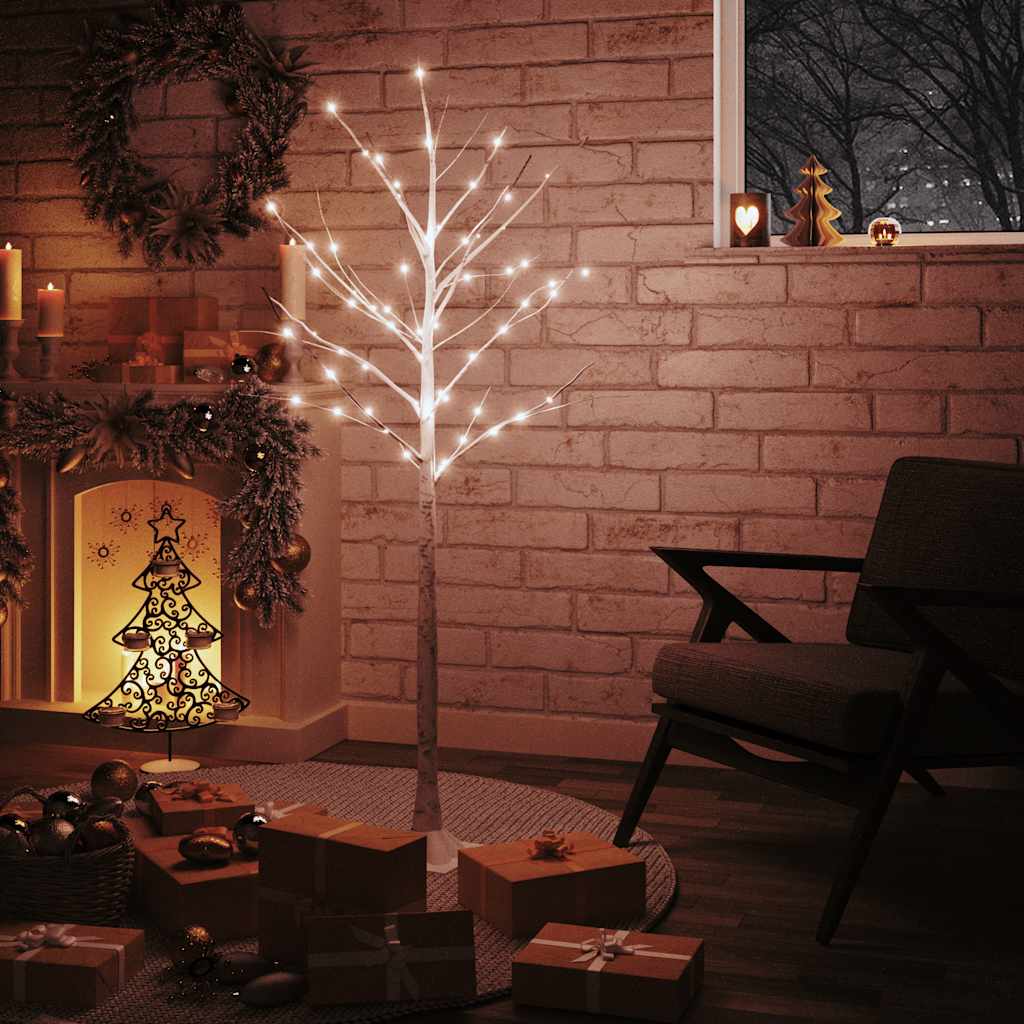 Vidaxl Berkenboom LED 72 LEDS blanc chaud 150 cm blanc