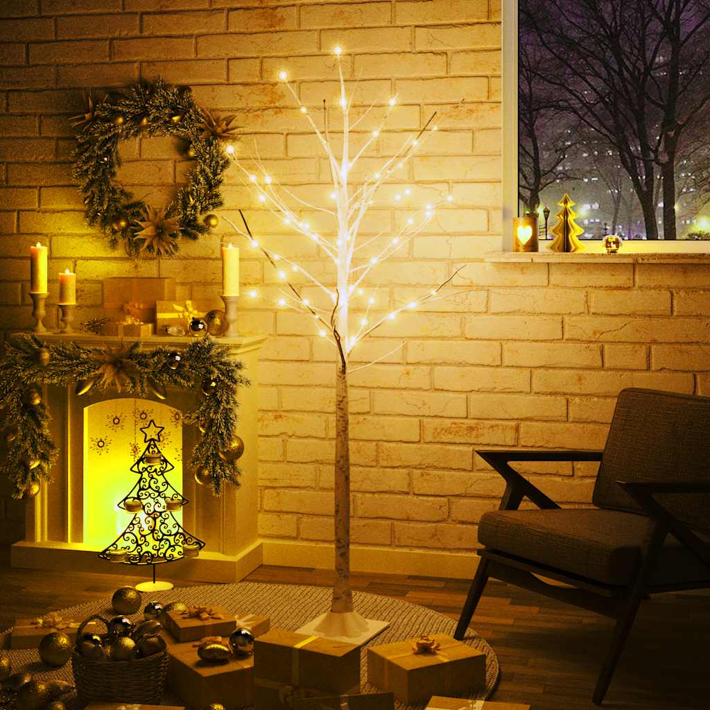 VidaXL birch tree LED 96 LEDs warm white 180 cm white