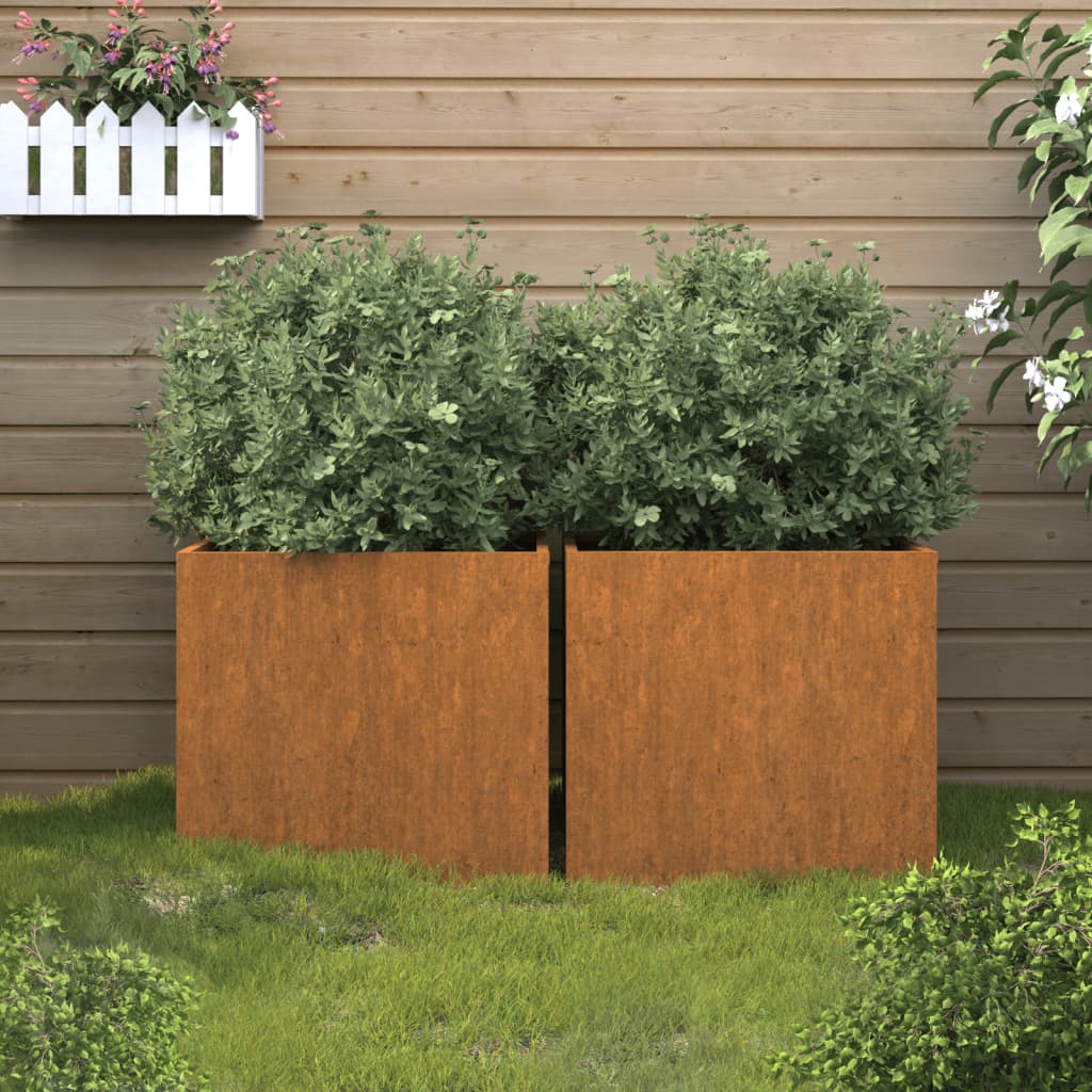 Vidaxl planters 2 pcs 32x30x29 cm corten steel