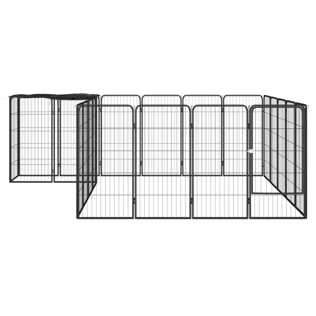 VidaXL Dog Kennel 22 Panels 50x100 cm powder -coated steel black