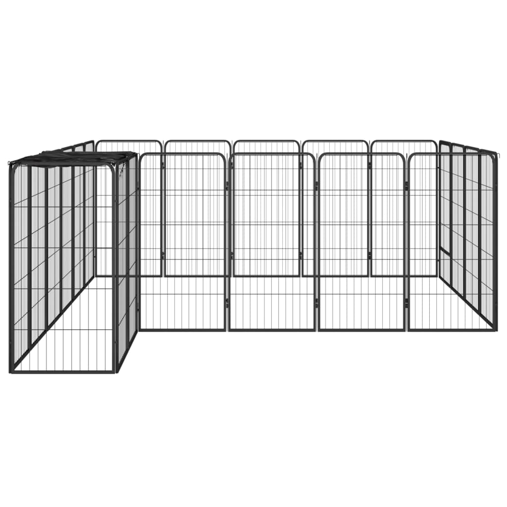 VidaXL Dog Kennel 22 Panels 50x100 cm powder -coated steel black