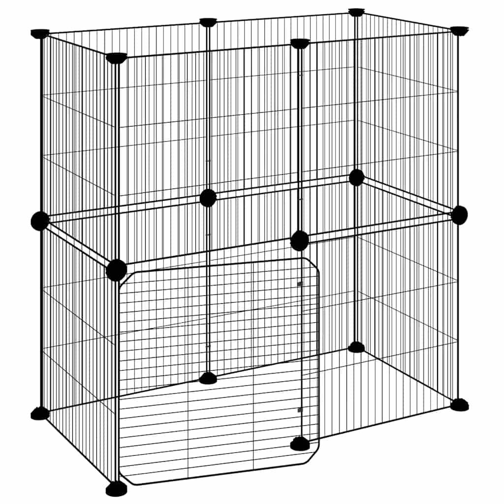 Vidaxl Petts Cage avec porte 12 panneaux 35x35 cm en acier noir