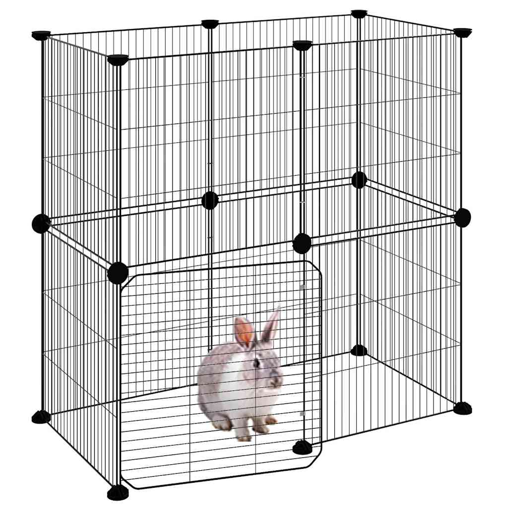 Vidaxl Petts Cage avec porte 12 panneaux 35x35 cm en acier noir