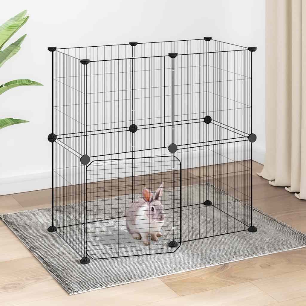 Vidaxl Petts Cage avec porte 12 panneaux 35x35 cm en acier noir