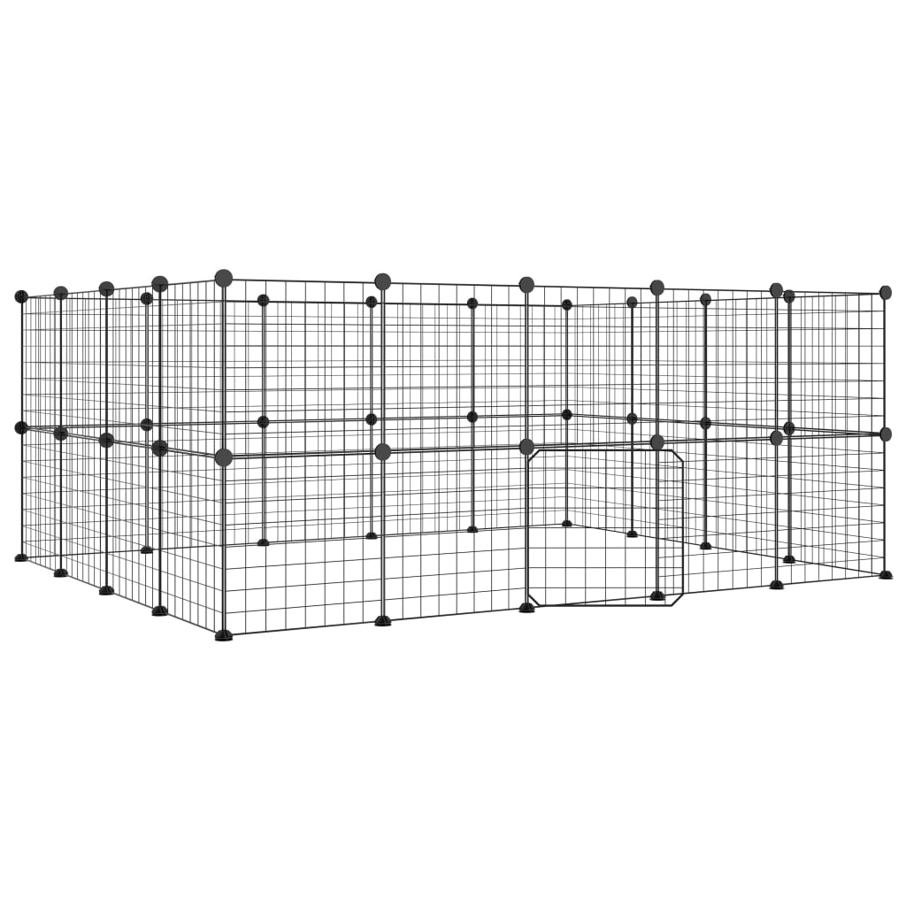 Vidaxl Hausdéieren Käfeg mat der Dier 36 Panels 35x35 cm Stol Black