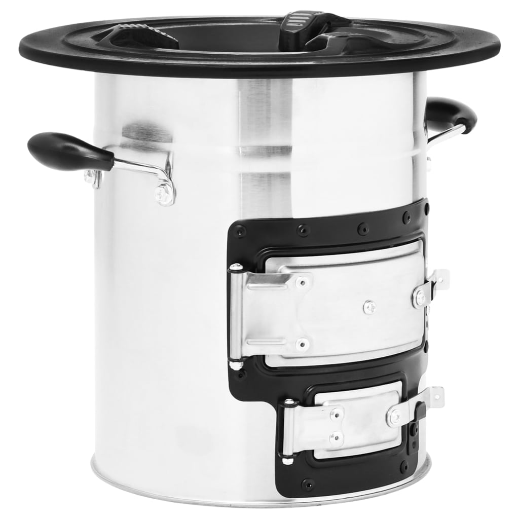 Vidaxl camping wood stove 51.5x35x30.5 cm stainless steel silver color