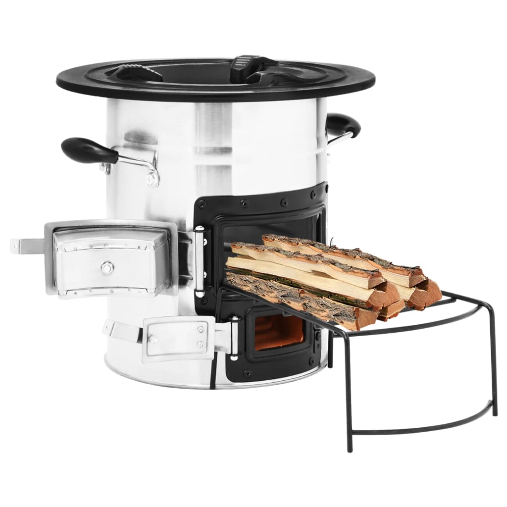 Vidaxl camping wood stove 51.5x35x30.5 cm stainless steel silver color