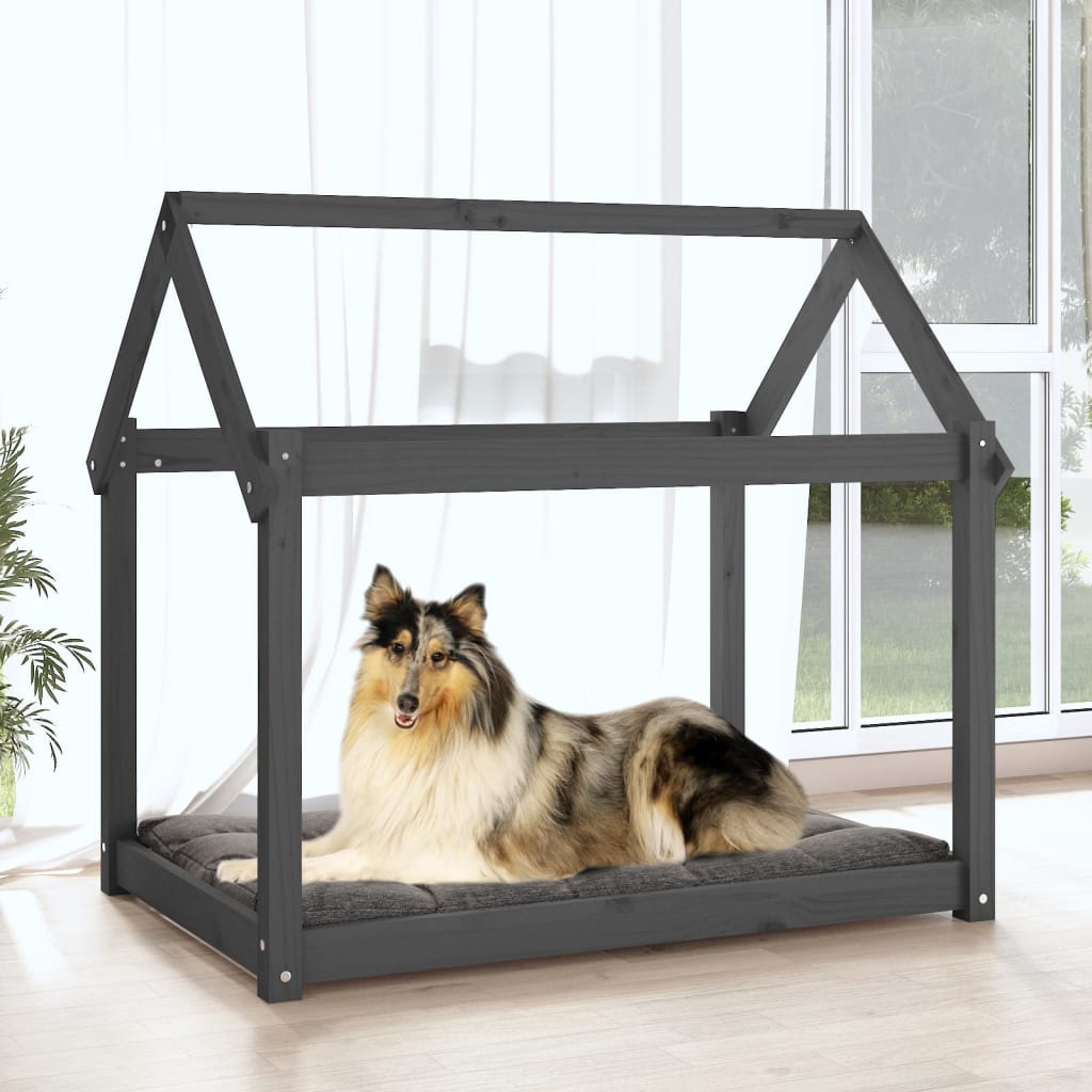 Vidaxl cama para perros 101x70x90 cm de pino sólido gris gris