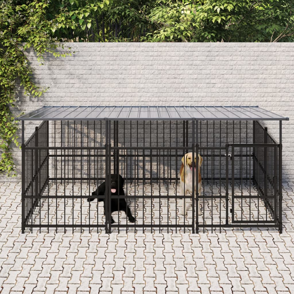 Vidaxl Dog Kennel med tag 5,63 m² stål