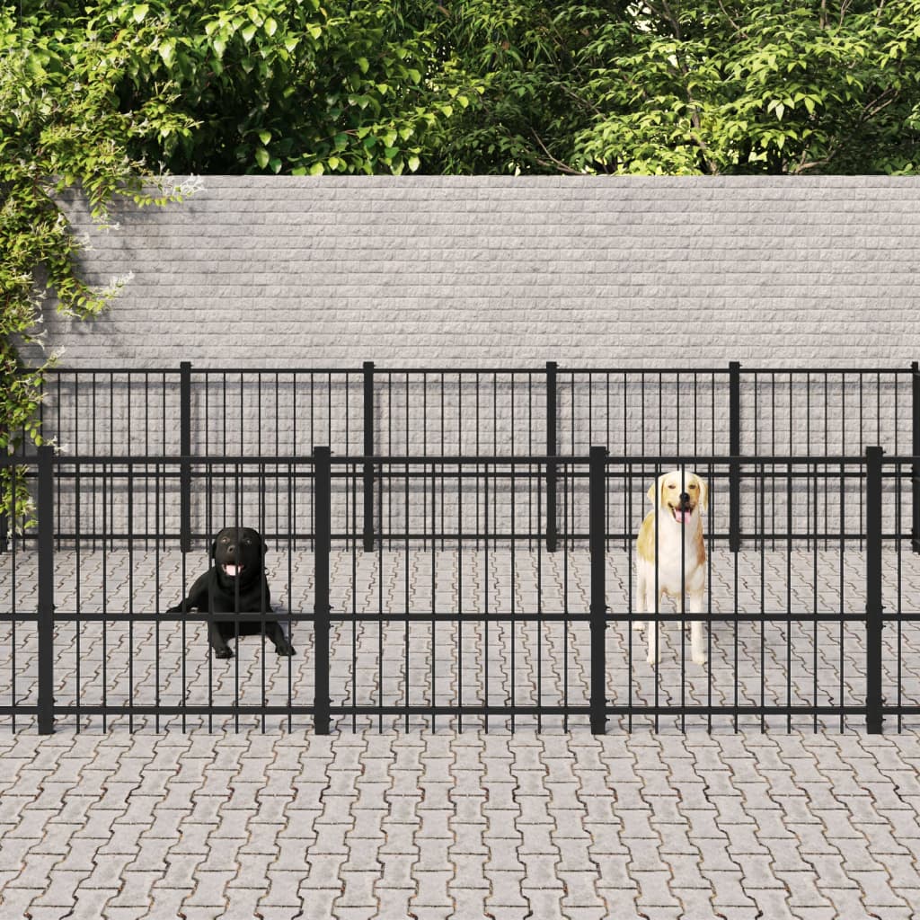 VidaXL dog kennel for outside 22.58 m² steel