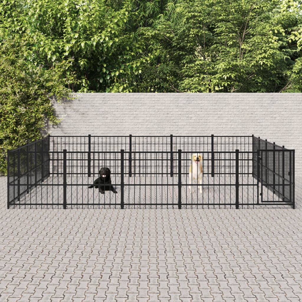 Vidaxl Dog Kennel til udvendig 23,52 m² stål