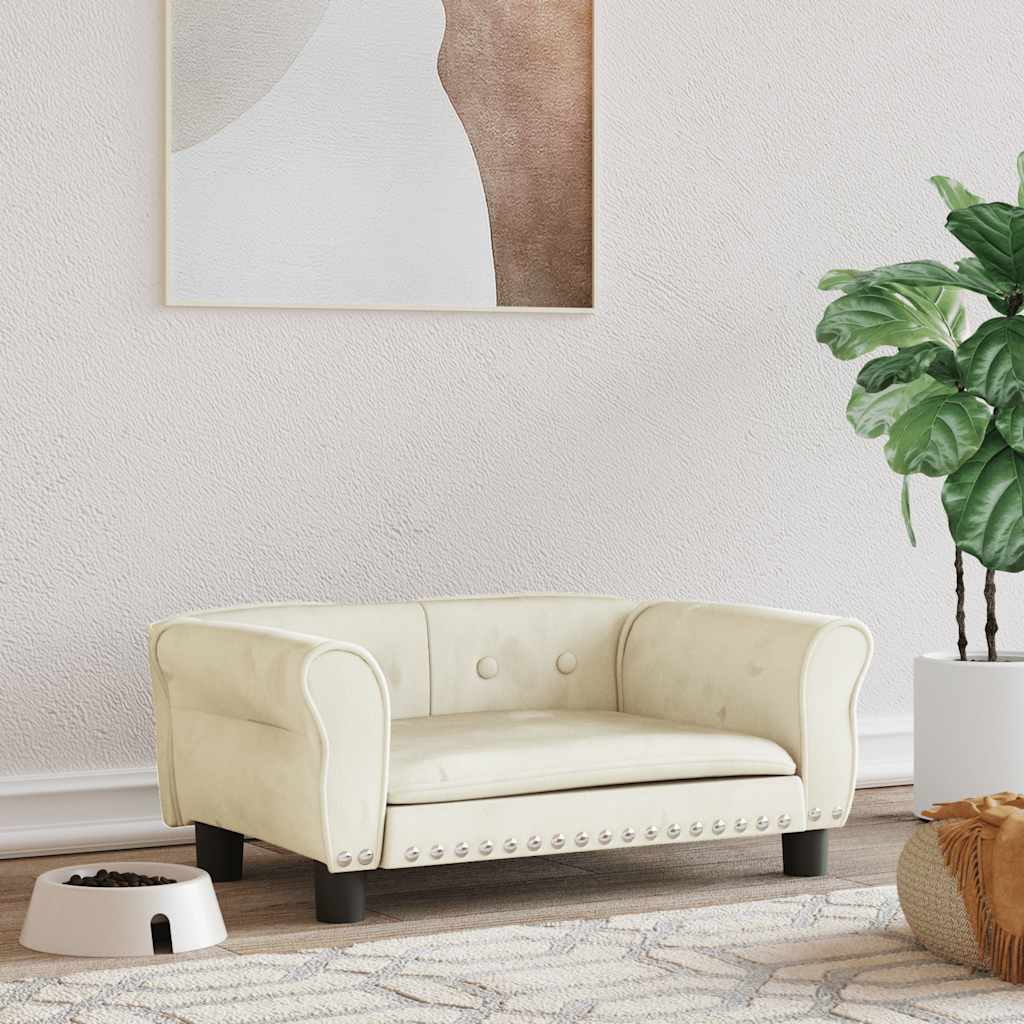 Canasta de perros de Vidaxl 70x45x30 cm de crema de terciopelo coloreada