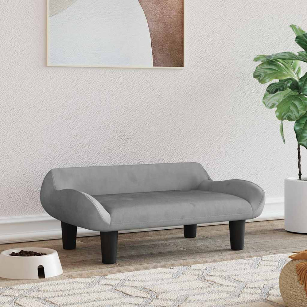 Vidaxl Hundekorb 70x40x24 cm Samt hellgrau
