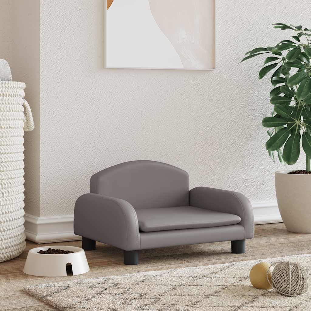 Košara za pse vidaxl 50x40x30 cm umetno usnje siva