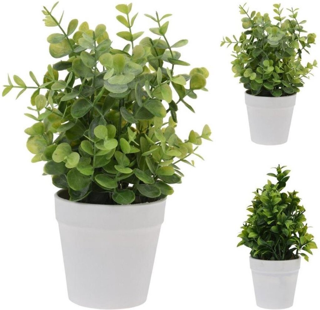 Planta artificial diversa en maceta verde 25cm