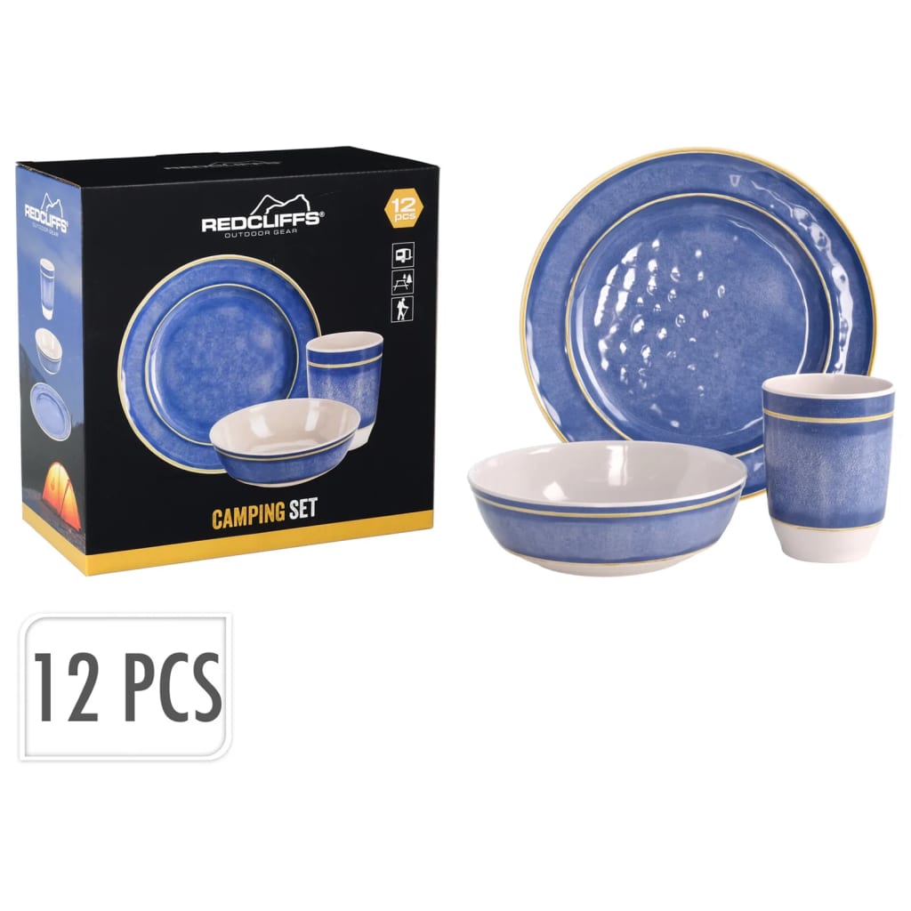 Redcliffs 12-piece Camping Dinnerware Set Melamine Blue
