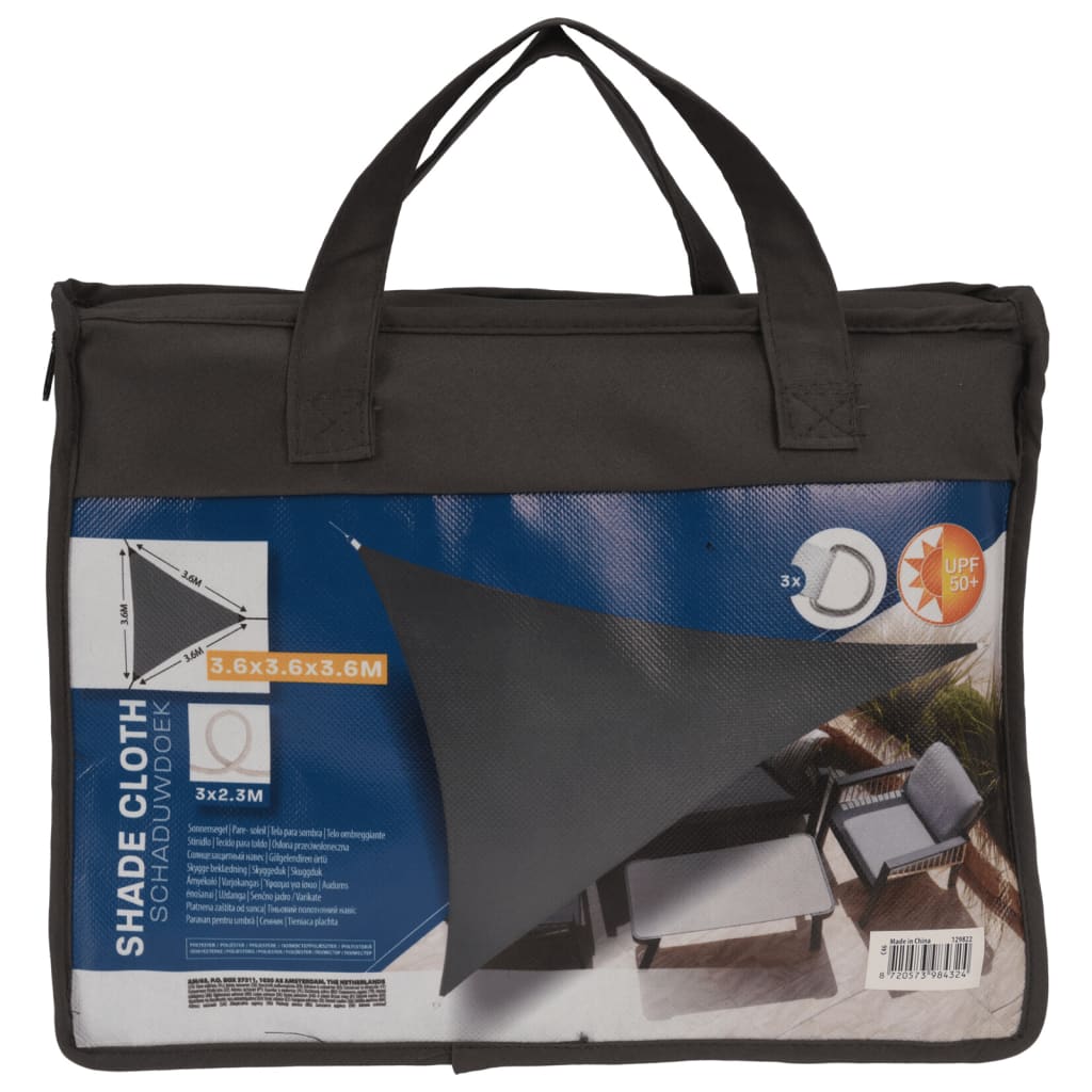 Progarden shade cloth triangle 3.6x3.6x3.6 m gray