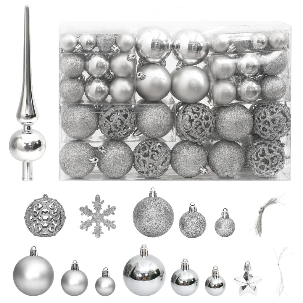 Vidaxl 111-piece Christmas bauble set polystyrene silver-colored