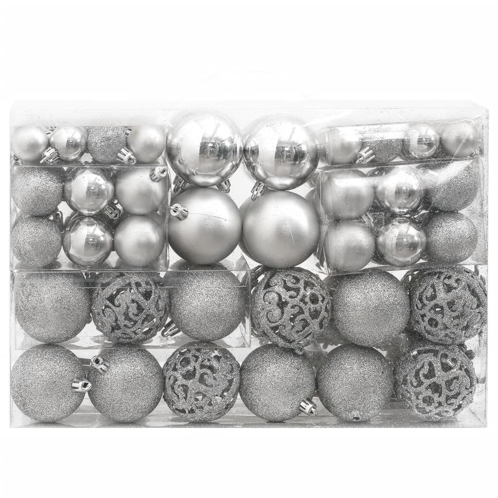 Vidaxl 111-piece Christmas bauble set polystyrene silver-colored