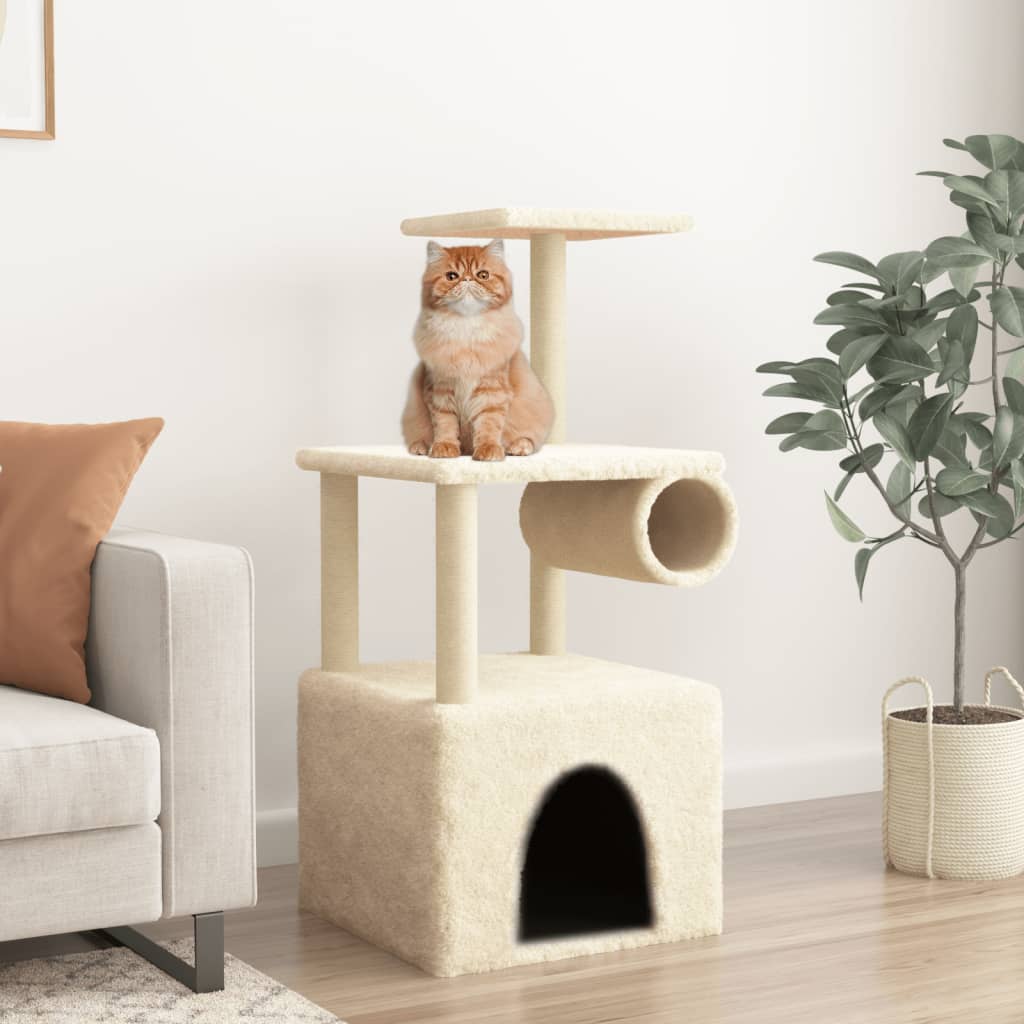 Vidaxl cat furniture with sisal scratching posts 109.5 cm cream-colored