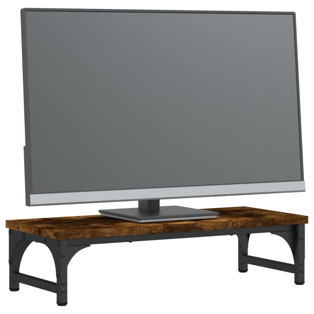 VidaXL Monitoriaus stovas 55x23x14 cm apdirbtos medienos, rūkyto ąžuolo