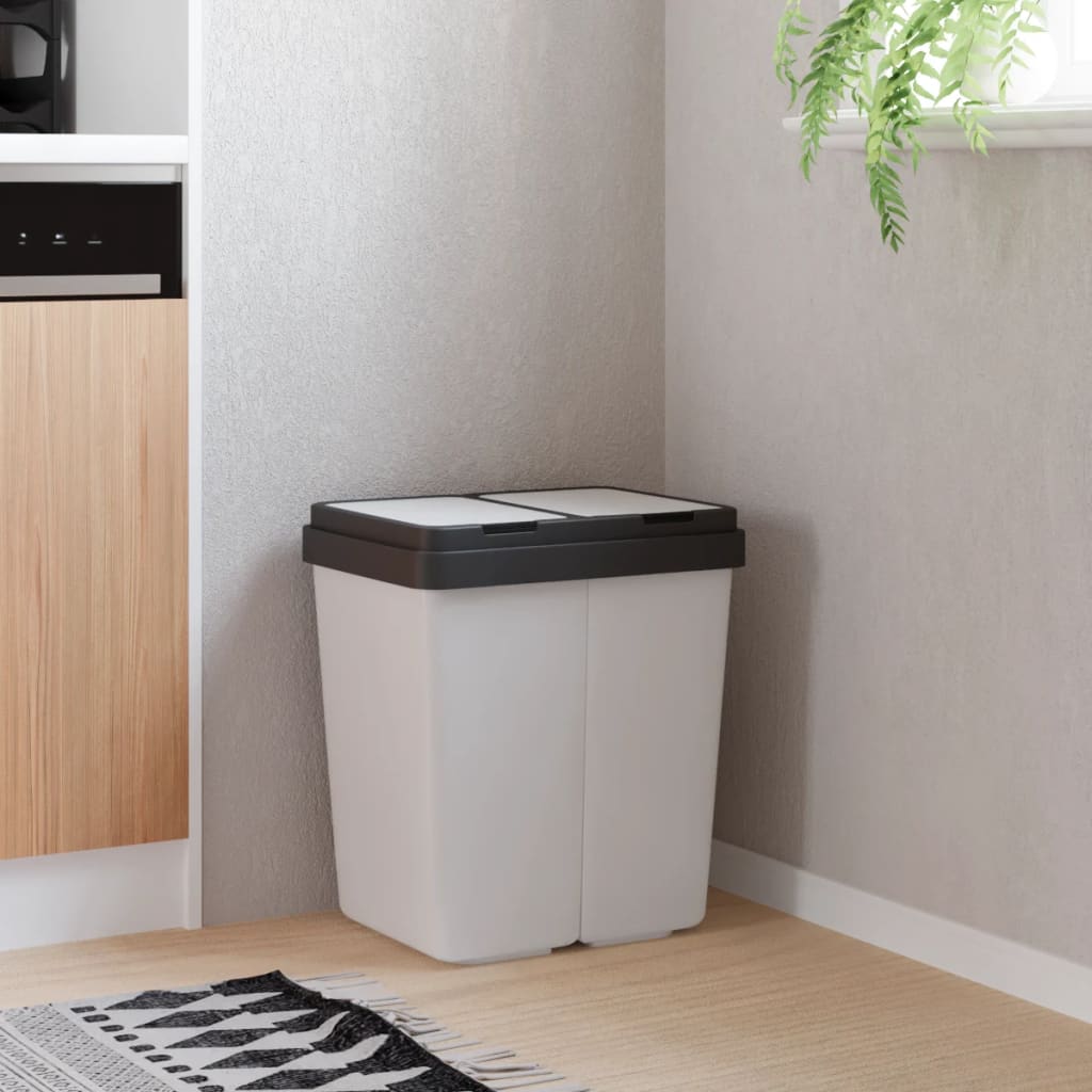 Vidaxl La basura puede duplicar 2x25 L de blanco