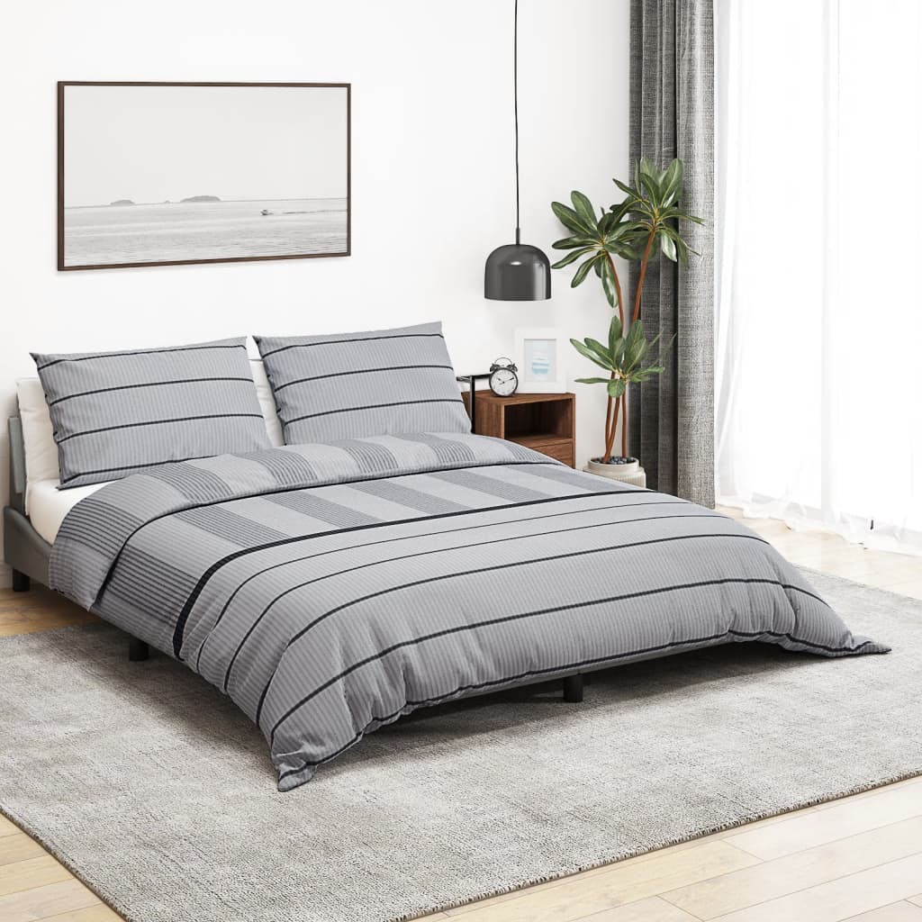Vidaxl Duvet Crossing Set set 225x220 cm di cotone grigio