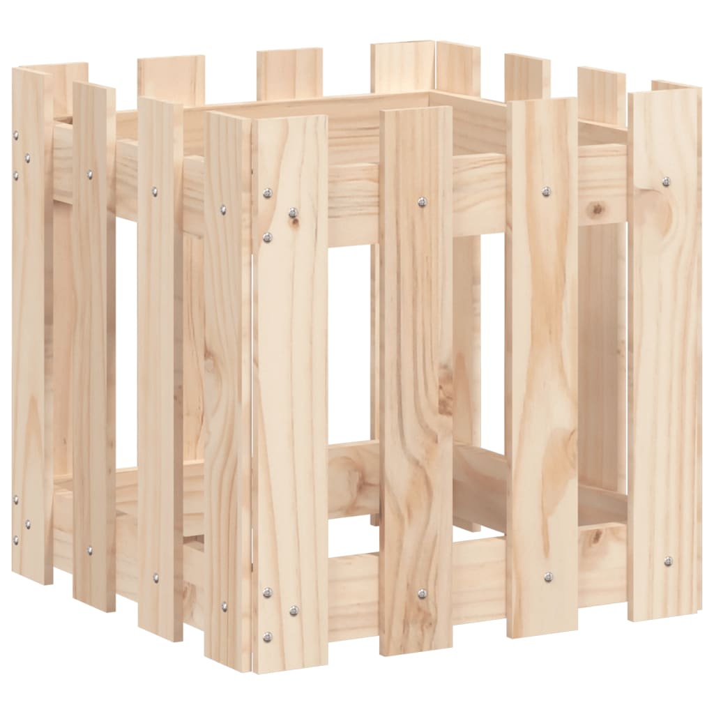 Vidaxl Planter with Fence Design 40x40x40 cm Solid Pinewood