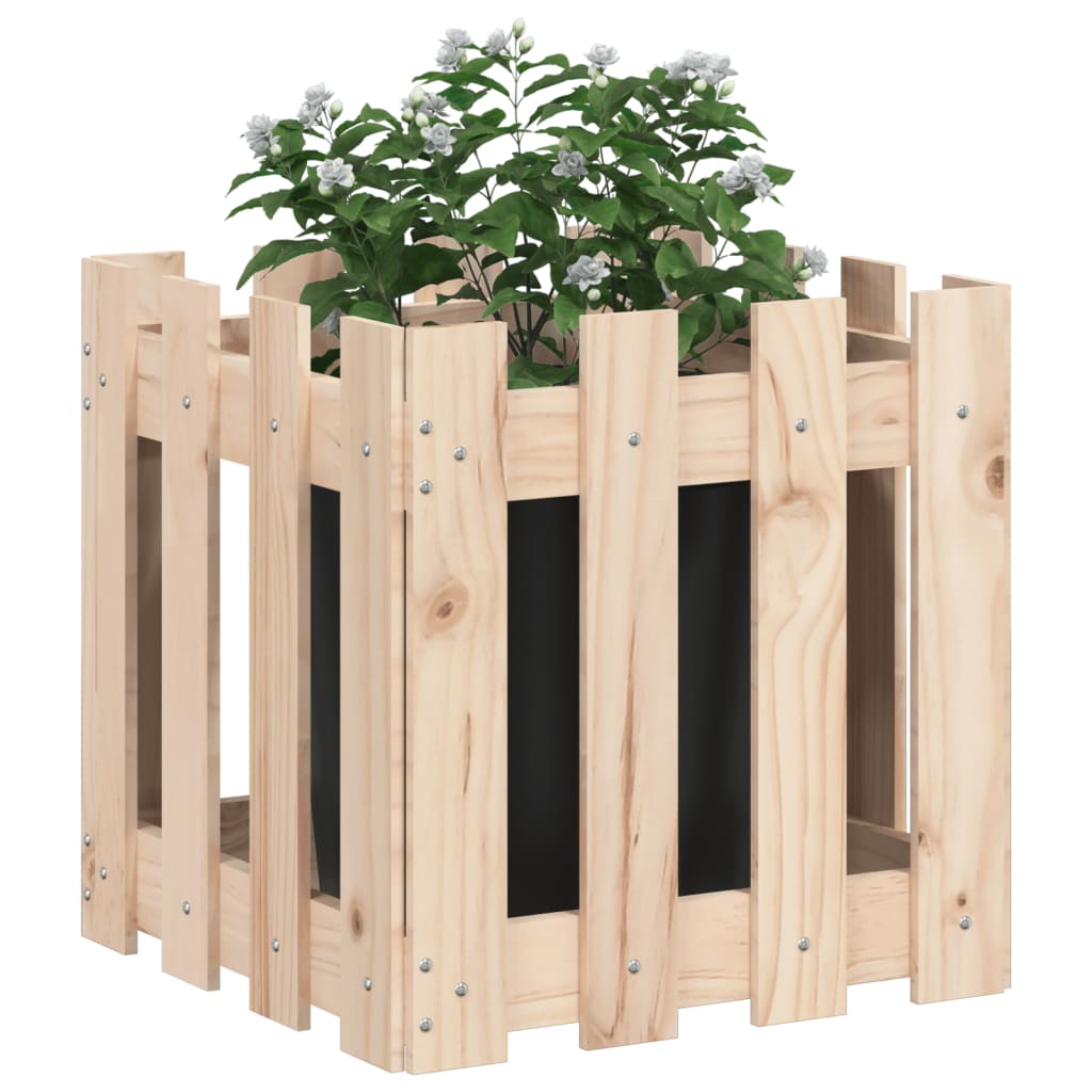 Vidaxl Planter with Fence Design 40x40x40 cm Solid Pinewood
