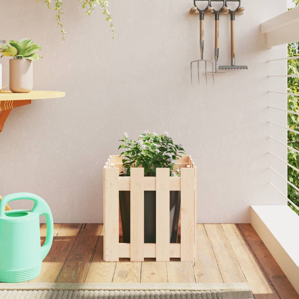 Vidaxl Planter with Fence Design 40x40x40 cm Solid Pinewood