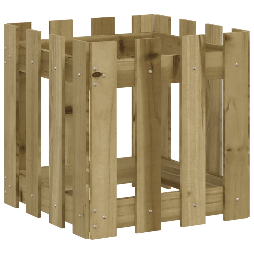 Vidaxl Planter with Fence Design 40x40x40 cm Impregnated Pinewood