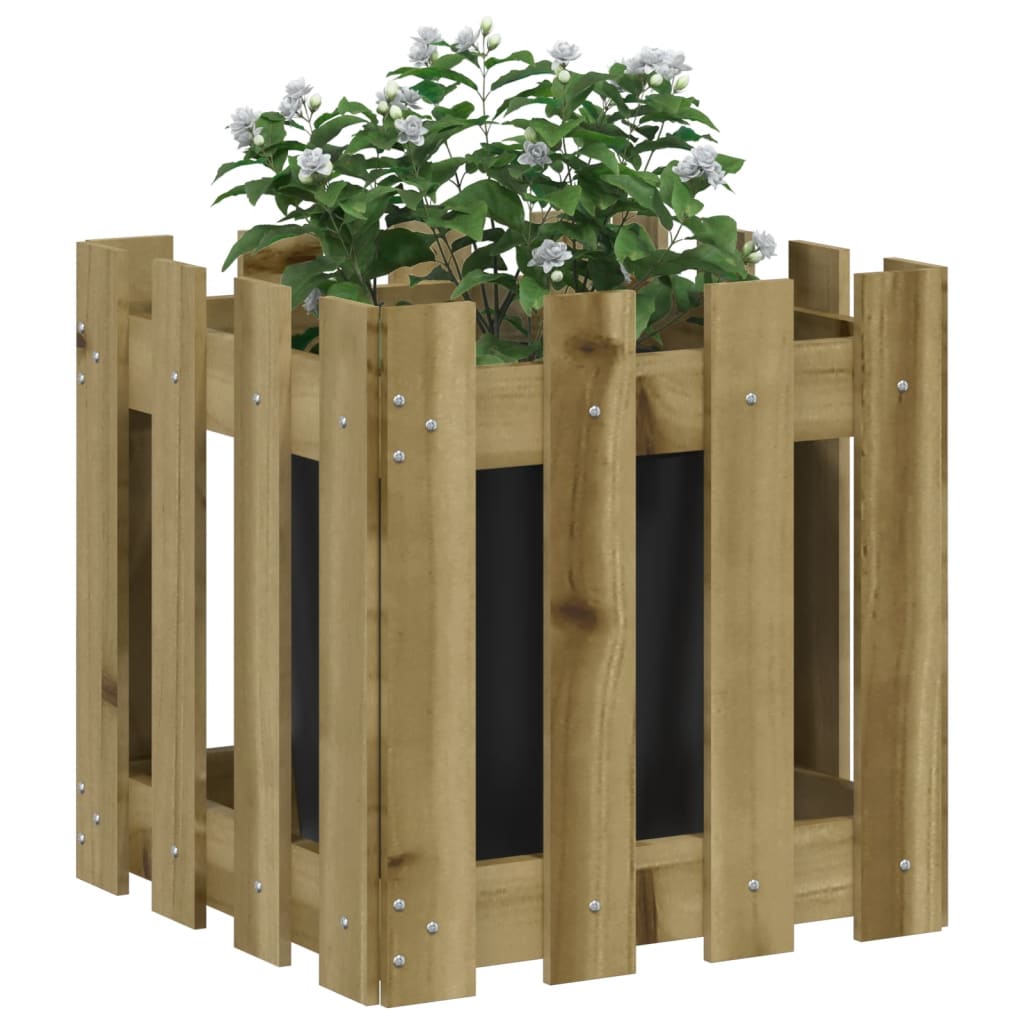Vidaxl Planter with Fence Design 40x40x40 cm Impregnated Pinewood