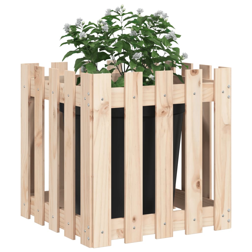 Vidaxl Planter with Fence Design 50x50x50 cm Solid Pinewood