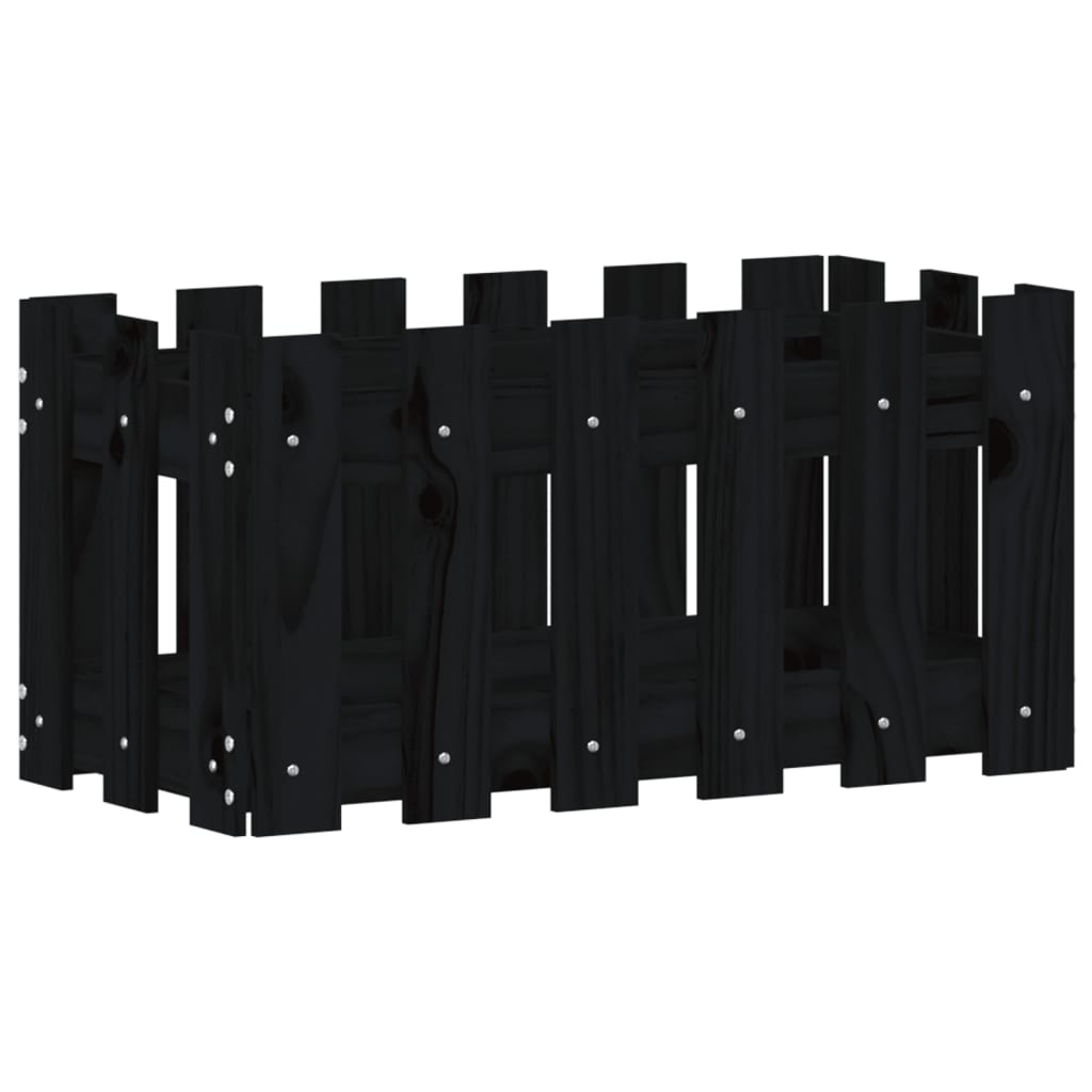 Vidaxx macetero con diseño de valla 60x30x30 cm madera maciza de pino negro