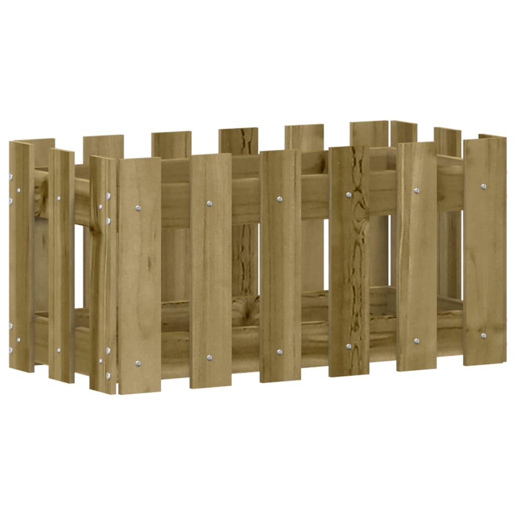 Vidaxl Planter with Fence Design 60x30x30 cm Impregnated Pinewood