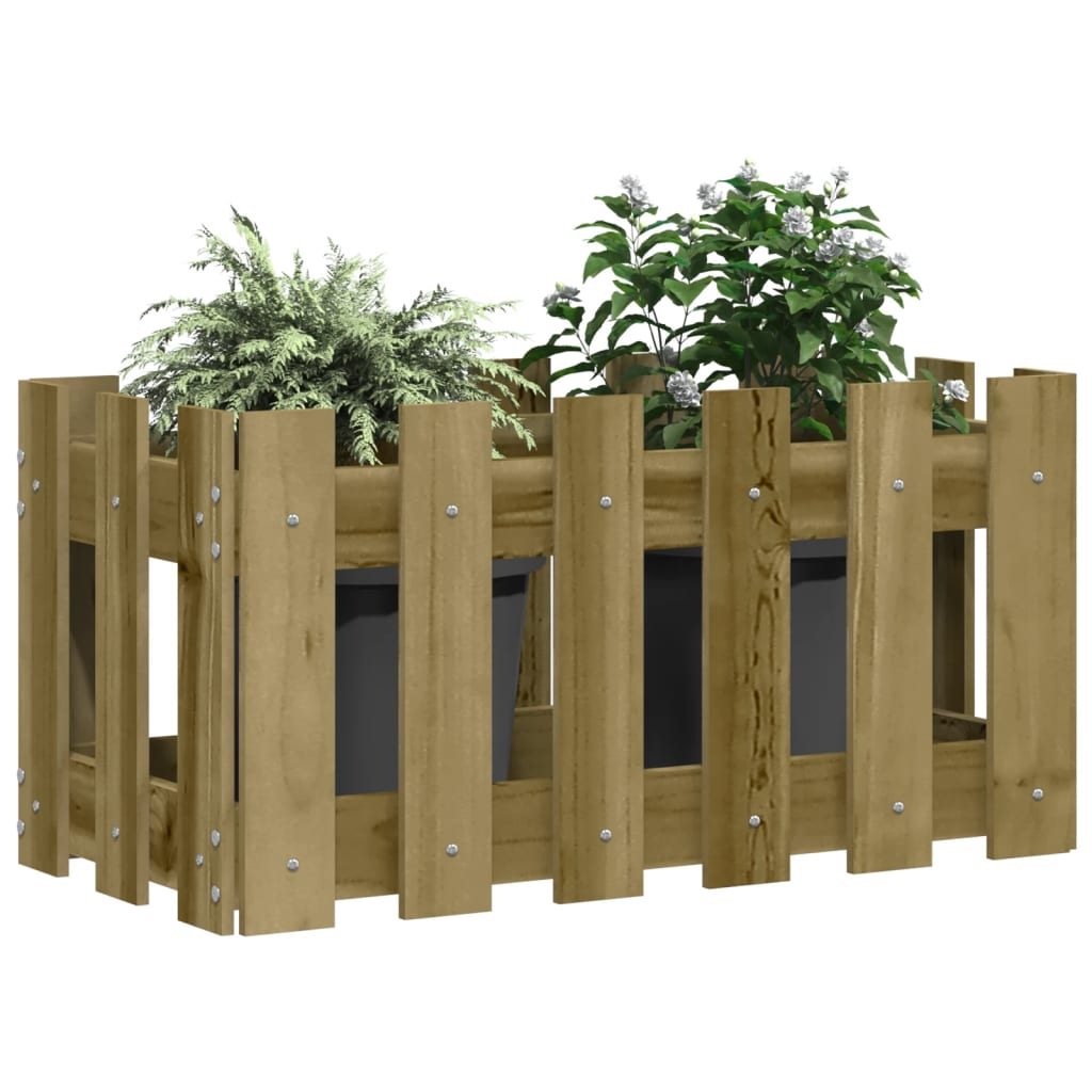 Vidaxl Planter with Fence Design 60x30x30 cm Impregnated Pinewood