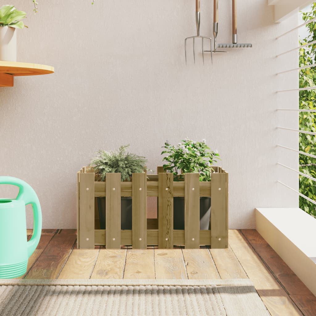 Vidaxl Planter with Fence Design 60x30x30 cm Impregnated Pinewood