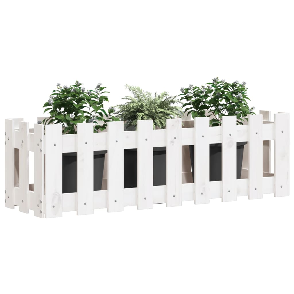 Vidaxl Planter Raised Fence Design 100x30x30 cm Pinewood White
