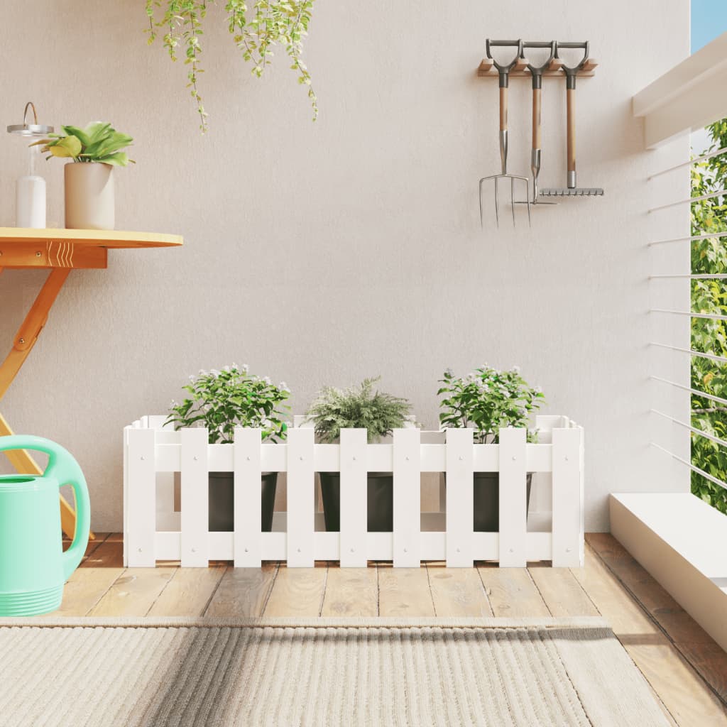 Vidaxl Planter Raised Fence Design 100x30x30 cm Pinewood White