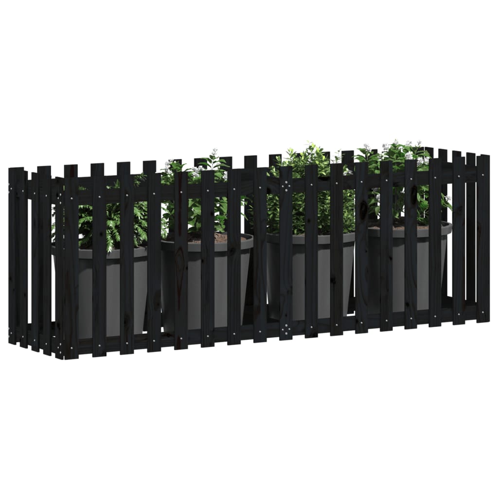 Vidaxx Planter hevet gjerdesign 200x50x70 cm furu tre svart
