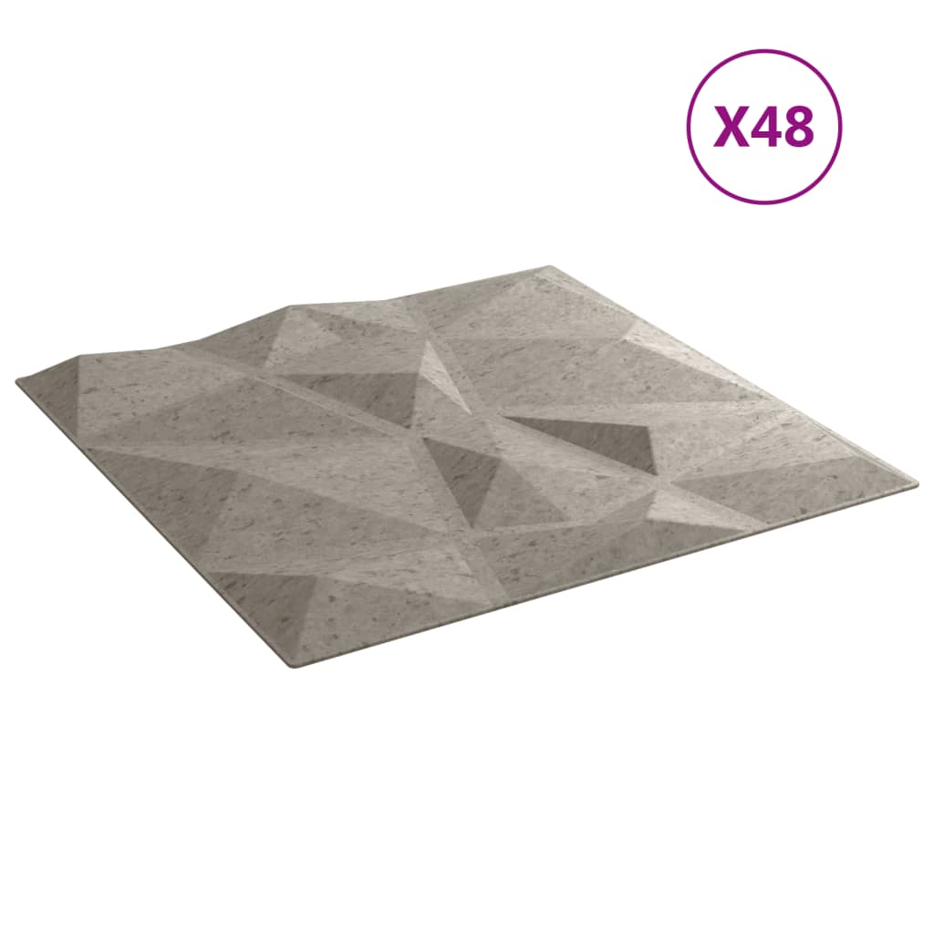 Vidaxx 48 Stück Wandpaneele Diamant 12 m² 50x50 cm XPS Betongrau