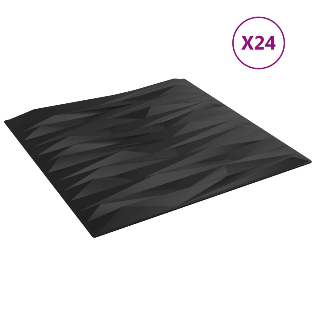 VidaXL 24 Stück Wandpaneele Stein 6 m² 50x50 cm XPS Schwarz