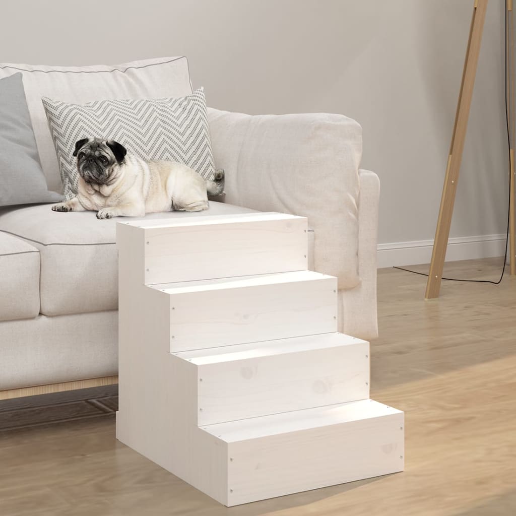 Vidaxl Pet Stairs 40x49x47 cm Solid Pinewood White